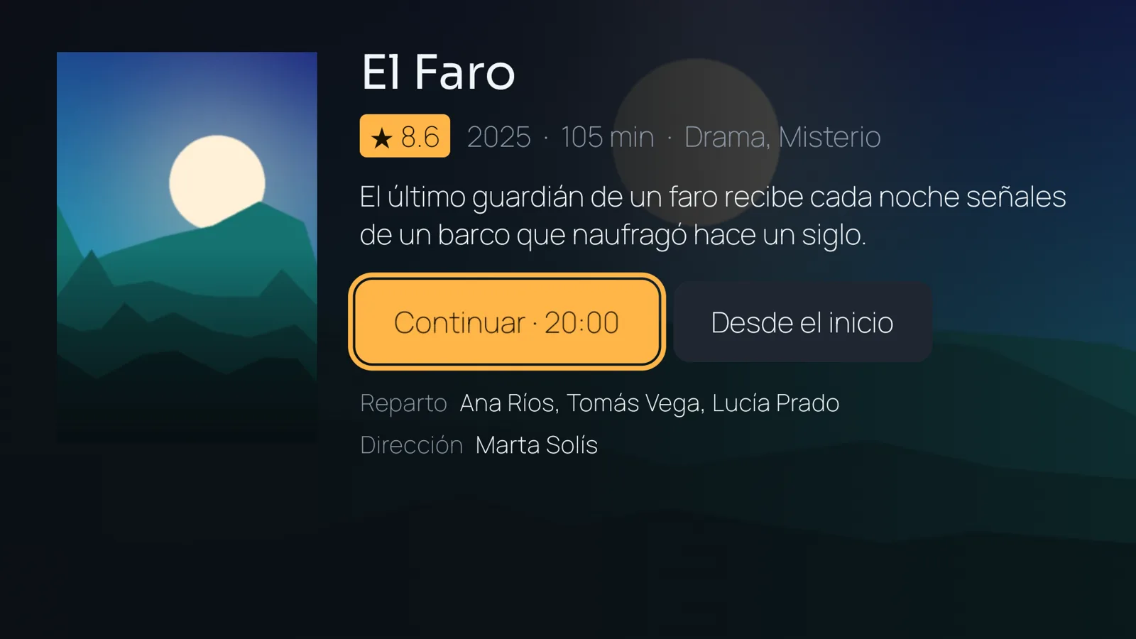 Ficha de una película en Lumbre